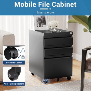 Mlezan Drawer File Cabinet: Mobile, Lockable, with Wheels. Fully Assembled, Metal Cabinet for A4/Letter/Legal Files, Under-Desk Storage. - 1 of 4
