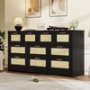 10 Drawer Dresser for Bedroom, Rattan Farmhouse Chest with Handles, Freestanding Wooden Storage Cabinet - 3 of 4