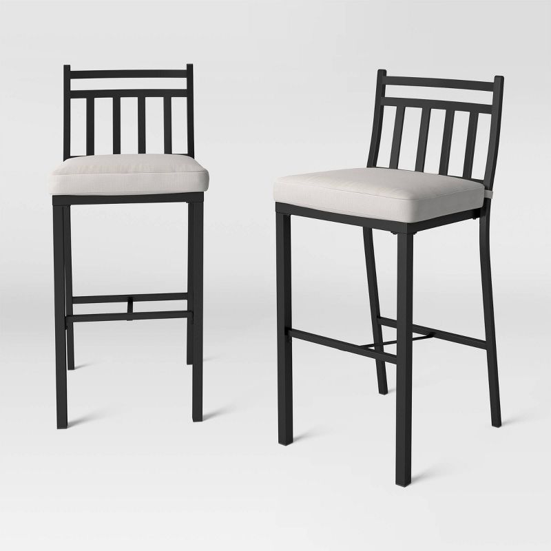 2pk Fairmont Outdoor Patio Bar Height Chairs Black - Threshold&#8482;, 1 of 10
