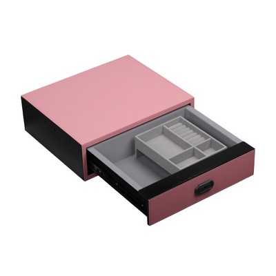 UNISOAR Biometric Fingerprint safe, Slide-Away Safe for Pistols, Leather Wrapped Jewelry Storage Safe, Drawer Safe for Home and Vehicle