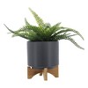 Okak Ceramic Pots with Wooden Base and Drainage Hole, Plants Planter for Flowers, Vegetables, Herbs, Gray - 2 of 4