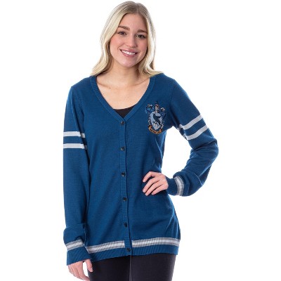 Harry Potter Womens Ravenclaw House Open Front Cardigan Juniors Knit Sweater