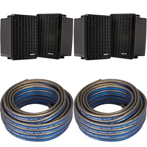 Kicker (2 Pair ) KB6B 2-Way Full Range Indoor Outdoor Speakers (Pair) Weatherproof Speakers for Patio Garage Poolside in-Home, Black & 40ft Speaker... - 1 of 4