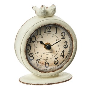 Storied Home Vintage Pewter Mantel Clock with Birds - 1 of 4