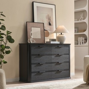 52" Fluted 8 Drawer Dresser, Modern Chest with Curved Profile, Storage Organizer & TV Stand for Bedroom Living Room Hallway-3irtyhousy - 1 of 4