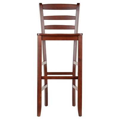Set of 2 Walnut Ladder Back 30" Bar Stools