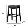 HomeRoots 31" Charcoal and Black Faux Leather and Solid Wood Backless Bar Height Bar Chair - 3 of 4