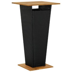 vidaXL Bar Table Black 23.6 in.x23.6 in.x43.3 in. Poly Rattan and Solid Acacia Wood - 1 of 4