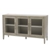 Grey 2-Tier Glass Door Storage Cabinet with Adjustable Shelf - American Style Accent Cabinet for Living Room, Office, 220LBS Capacity - 3 of 4