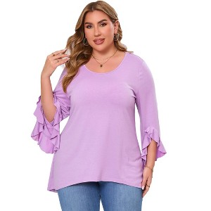 Clearlove Women Plus Size Top Shirt Ruffl Sleeve Blouse - 1 of 4