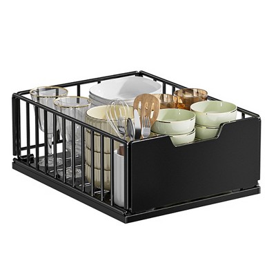 1 Pc Pull Out Cabinet Organizer, Pull-Out Home Organizers Metal Slide Out Drawers Black