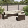 vidaXL Patio Sofa Set with Cushions Outdoor Furniture 10 Piece Poly Rattan - Brown and Cream Without Table - 2 of 4
