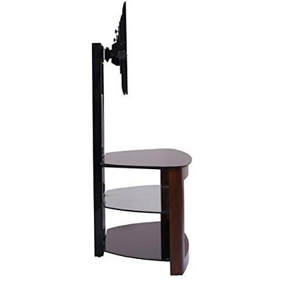 Contemporary Dark Oak and Black TV Stand with Universal Mount, 80"