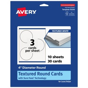 Avery Matte White Round Cards, 4" Diameter Round - 1 of 4