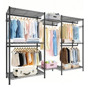 Dexmalle Freestanding Heavy Duty Closet Organizer with 8 Adjustable Wire Shelves and 5 Clothes Rails,Black - 1 of 4