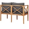4"Patio Bench with Dark Gray Cushions Solid Teak Wood - 2 of 4