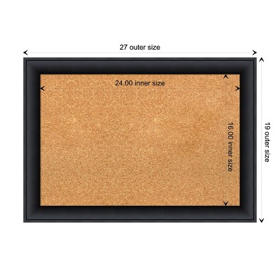 Nero Black Wood Framed Natural Corkboard, 19" x 27"