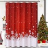 Christmas Shower Curtain, Red Snowflake Christmas Decorations Fabric Shower Curtains for Bathroom, 72x72 Inches - 2 of 4