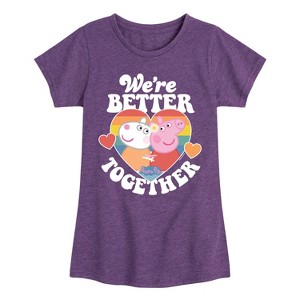 Girls' - Peppa Pig - Suzy Sheep Better Together Heart Fitted Short Sleeve Graphic T-Shirt - 1 of 4