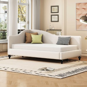 NicBex Twin/Full Size L-Shaped Linen Daybed with Solid Wood Legs for Bedroom,Living Room,Apartment - 1 of 4