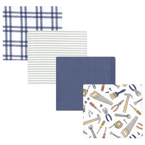 Hudson Baby Infant Boy Cotton Flannel Receiving Blankets, Construction Work, One Size - 1 of 4
