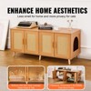 VEVOR Cat Litter Box Enclosure for 2 Cats, Litter Box Furniture Hidden with Rattan Decorated Doors, Wooden Cat Box Cabinet, Natural - 3 of 4