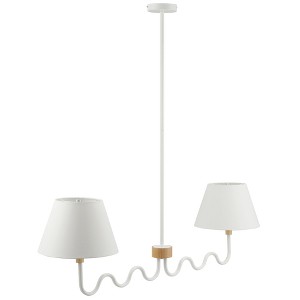 Modway Sunlit 2-Light Pendant Light – Squiggle Arm Fixture in Natural and White, Mid-Century Modern Accent - 1 of 4