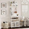 Hall Tree with Mesh Doors, 72.8in White Coat Rack Shoe Storage - 3 of 4