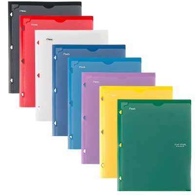 Mead Five Star 2 Pocket Plastic Folder (Colors May Vary): Polypropylene, 3 Hole Punched, 50 Sheet Capacity, Multicolor