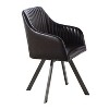 Simple Relax Upholstered Swivel Dining Arm Chair with Sloped Armrests in Black and Gunmetal - 3 of 4