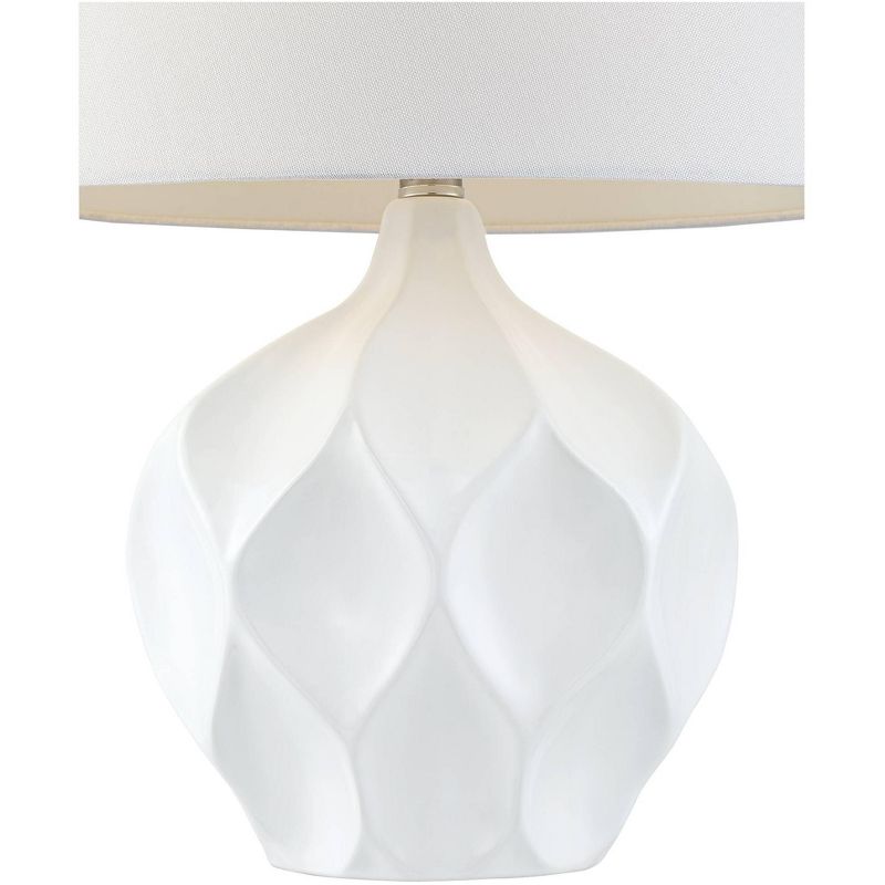 360 Lighting Dobbs Modern Mid Century Accent Table Lamp 22 1/2" High White Glaze Geometric Ceramic Oval Shade for Bedroom Living Room Bedside Office, 5 of 10