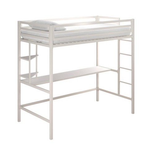 Twin Maxwell Metal Loft Bed With Desk Shelves White Novogratz