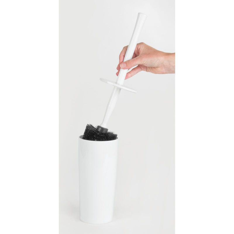 mDesign Slim Modern Compact Plastic Toilet Bowl Brush and Holder, 4 of 7