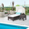 Costway 2PCS Patio Rattan Lounge Chair Chaise with Side Table Folding Canopy Cushion Pillow - 2 of 4