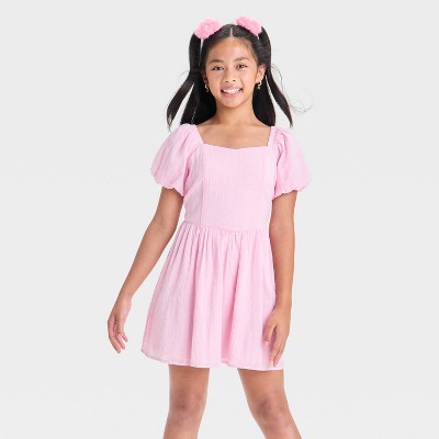 Girls' Puff Sleeve Fit & Flare A-Line Dress - art class™
