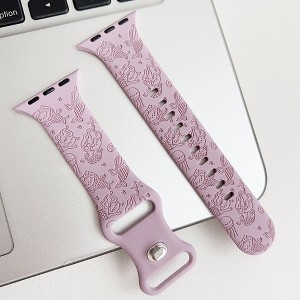 HTUTWOO Apple Watch Band, Mermaid Pattern Soft Silicone Strap 38/40/41/42/44/45/49mm, Compatible with iWatch Series 10 9 8 7 6 5 4 3 2 1 SE Ultra - 1 of 4