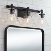 Possini Euro Design Ishii 26" High Modern 3 Light Bathroom Vanity Wall Lamp Light Fixture Mount Over The Sink Mirror Hardwired Matte Black Glass Shade - 2 of 4