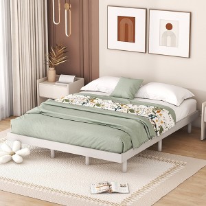 ALEXOUN Floating Wood Profile Platform Bed Frame without Headboard,with Sturdy Slats Support,No Box Spring Needed,Easy to Assemble - 1 of 4
