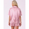 INSPIRE CHIC Women's Soft Lounge Button Down Notch Collar Short Sleeve with Shorts Pajamas Set - 4 of 4