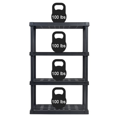 Black 4-Tier Heavy Duty Plastic Outdoor Shelving Unit
