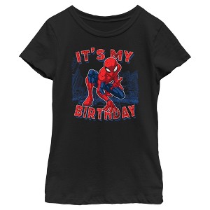 Girl's Marvel It's My Spider-Birthday T-Shirt - 1 of 4