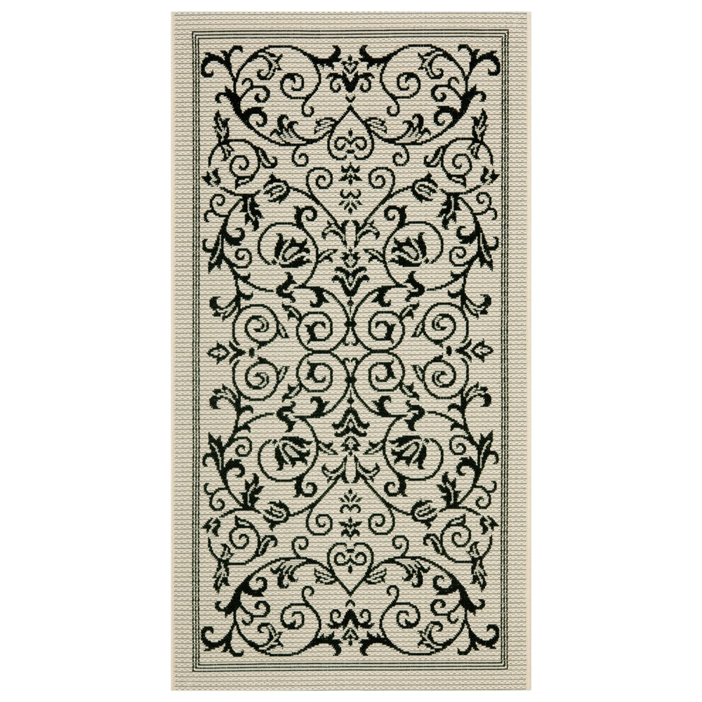 2'7in x 5' Rectangle Vaucluse Outdoor Rug Sand/Black - Safavieh