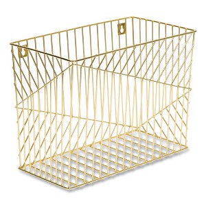 U Brands Vena Hanging File Basket, Letter Size, 6.85" Long, Gold - 1 of 4