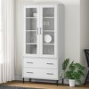 vidaXL Bookcase White Solid pine wood, glass, metal Tall Bookcase - 2 of 4