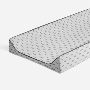 Bacati - Mustache Quilted Muslin Changing Pad Cover Gray - 1 of 4