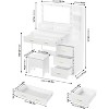 Vanity Desk w/ Mirror, Adjustable Lights & Stool - 3 Shelves, 4 Drawers, 3 Color Modes - Bedroom Makeup Table - 2 of 4