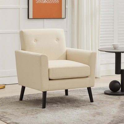 Mid-Century Accent Chair, Modern Upholstered Fabric Accent Armchair, Comfy Upholstered Reading Accent Chairs for Bedroom