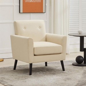 Mid-Century Accent Chair, Modern Upholstered Fabric Accent Armchair, Comfy Upholstered Reading Accent Chairs for Bedroom - 1 of 4