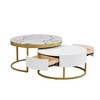 Ridstar Modern Round Nesting Coffee Tables with Drawers For Living Room & Lounge Area-White - 2 of 4