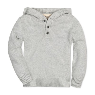 Hope & Henry Boys' Organic Long Sleeve Henley Sweater Hoodie, Kids